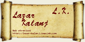 Lazar Kalanj vizit kartica